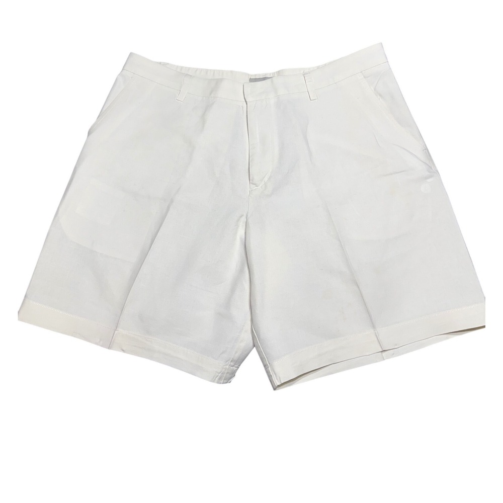 Breakwater Mens 38 White Linen Blend Flat Front Shorts Vintage Summer Beach